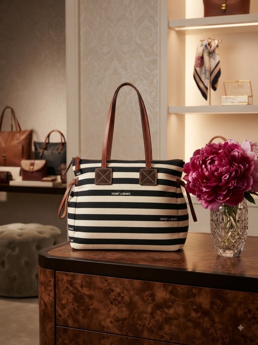 Dooney & Bourke Samantha Stripe Canvas Handbag